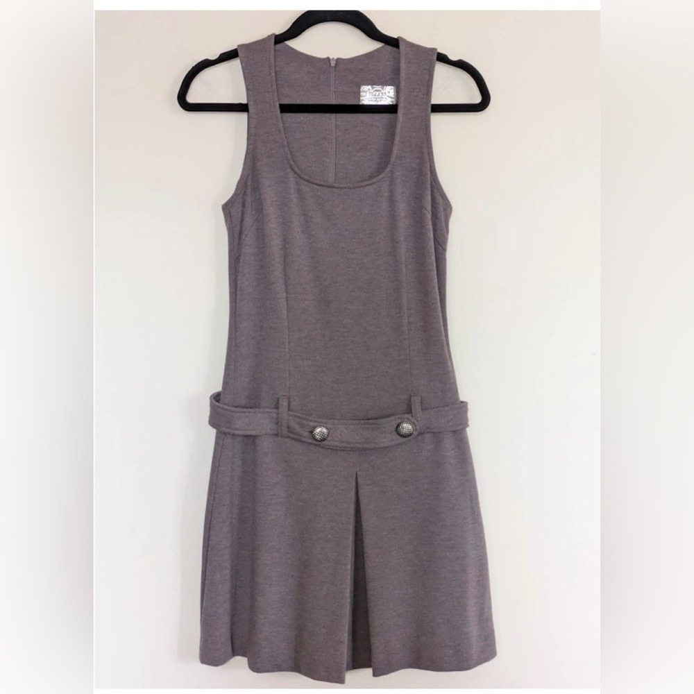 Buffalo David Bitton Mini Dress Women M Brown Excellent‎ Sleeveless Mod Pleated